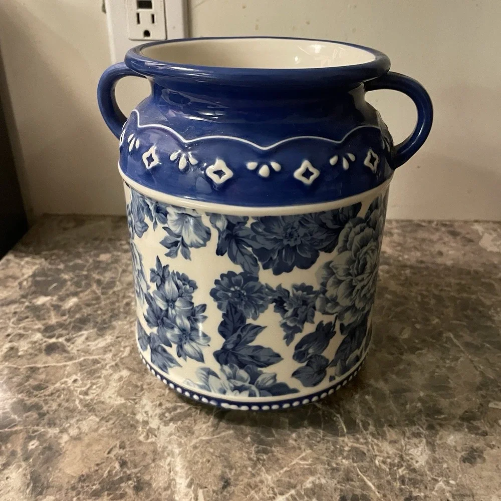 The Pioneer Woman Heritage Floral Utensil Holder Stoneware Crock Kitchen Tools